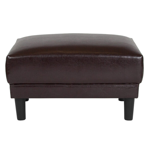 Lowest Price Asti Upholstered Ottoman in Brown Leather