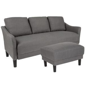 Wholesale Asti Upholstered Sofa and Ottoman in Dark Gray Fabric