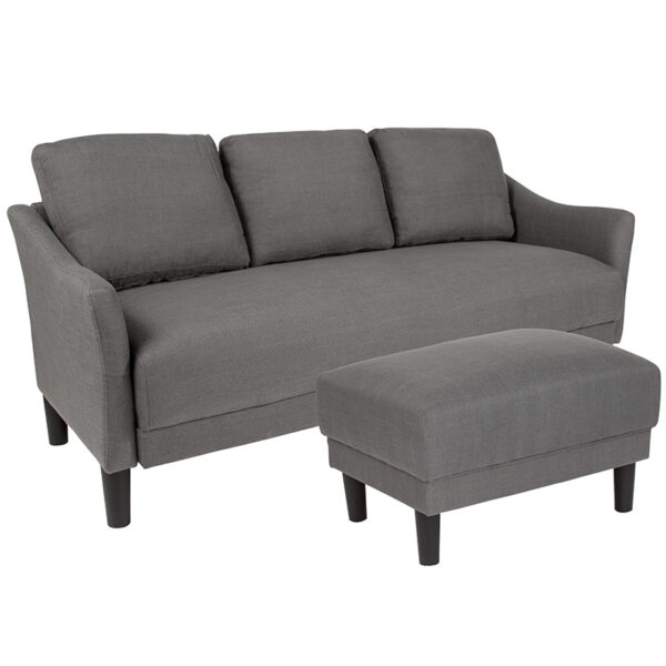 Wholesale Asti Upholstered Sofa and Ottoman in Dark Gray Fabric
