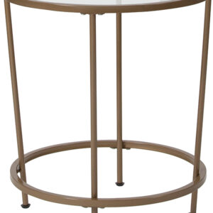 Wholesale Astoria Collection Glass End Table with Matte Gold Frame