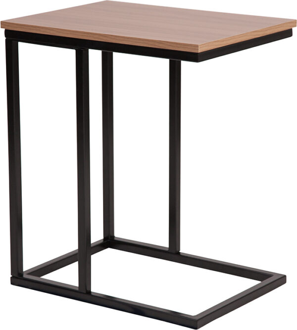 Wholesale Aurora Rustic Wood Grain Finish Side Table with Black Metal Cantilever Base