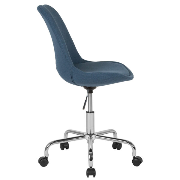 Lowest Price Aurora Series Mid-Back Blue Fabric Task Office Chair with Pneumatic Lift and Chrome Base