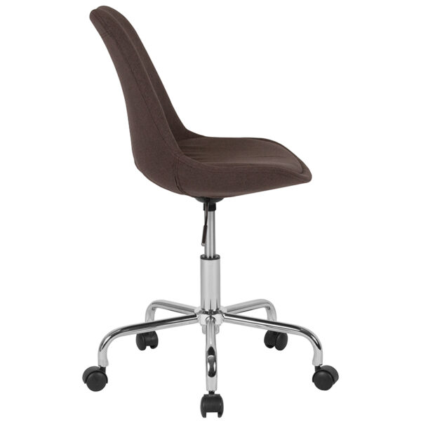 Lowest Price Aurora Series Mid-Back Brown Fabric Task Office Chair with Pneumatic Lift and Chrome Base