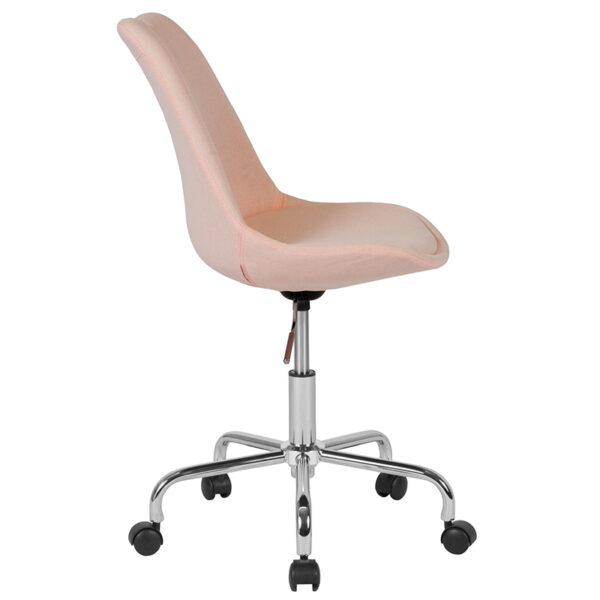 Lowest Price Aurora Series Mid-Back Pink Fabric Task Office Chair with Pneumatic Lift and Chrome Base