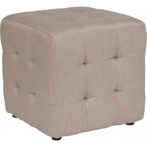 Wholesale Avendale Tufted Upholstered Ottoman Pouf in Beige Fabric