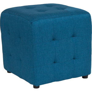 Wholesale Avendale Tufted Upholstered Ottoman Pouf in Blue Fabric
