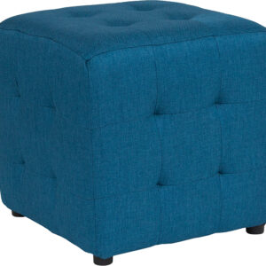 Wholesale Avendale Tufted Upholstered Ottoman Pouf in Blue Fabric