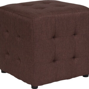 Wholesale Avendale Tufted Upholstered Ottoman Pouf in Brown Fabric