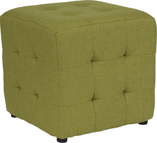 Wholesale Avendale Tufted Upholstered Ottoman Pouf in Green Fabric