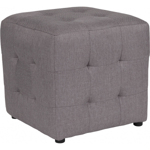 Wholesale Avendale Tufted Upholstered Ottoman Pouf in Light Gray Fabric