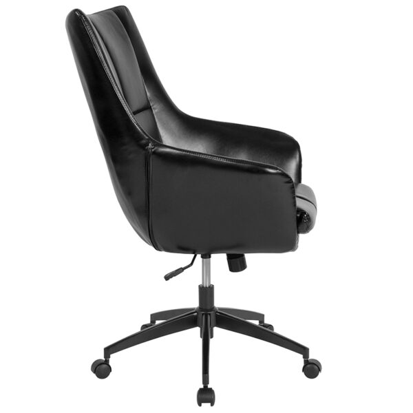 Lowest Price Barcelona Home and Office Upholstered High Back Chair in Black Leather