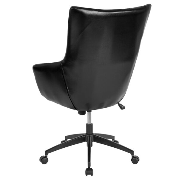Contemporary Office Chair Black Leather High Back Chair