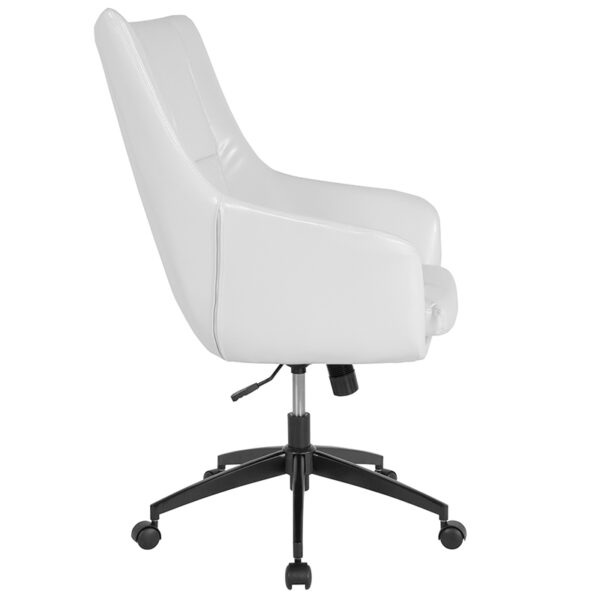 Lowest Price Barcelona Home and Office Upholstered High Back Chair in White Leather