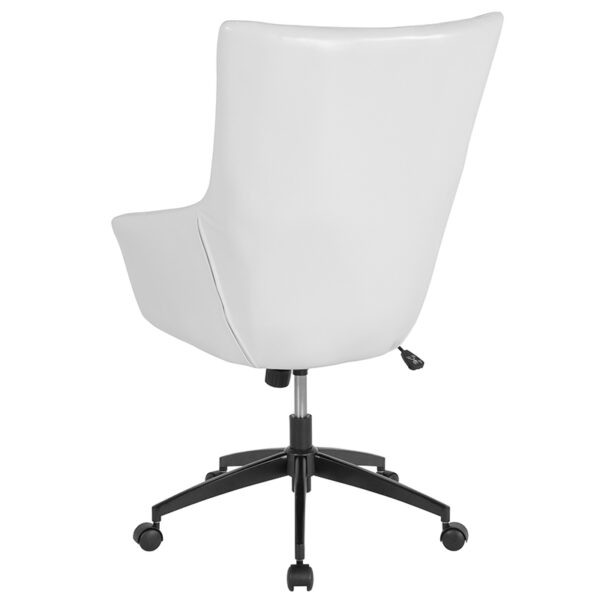 Contemporary Office Chair White Leather High Back Chair