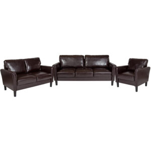Wholesale Bari 3 Piece Upholstered Set in Brown Leather