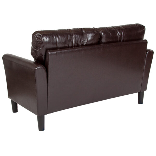 Contemporary Style Brown Leather Loveseat