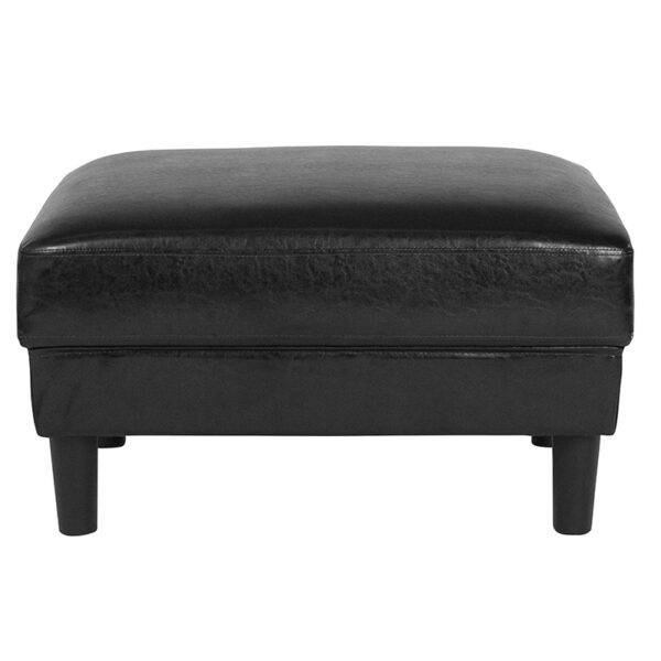 Lowest Price Bari Upholstered Ottoman in Black Leather