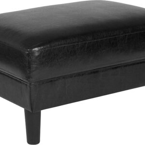 Wholesale Bari Upholstered Ottoman in Black Leather