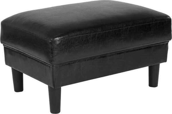Wholesale Bari Upholstered Ottoman in Black Leather