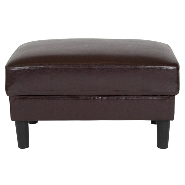 Lowest Price Bari Upholstered Ottoman in Brown Leather