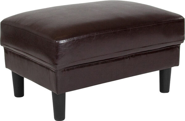 Wholesale Bari Upholstered Ottoman in Brown Leather