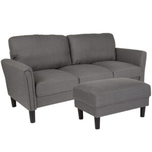 Wholesale Bari Upholstered Sofa and Ottoman in Dark Gray Fabric