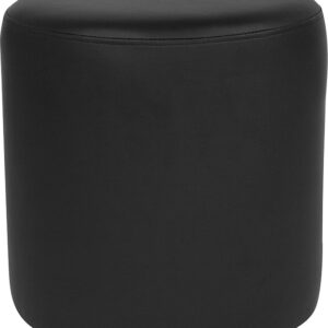 Wholesale Barrington Upholstered Round Ottoman Pouf in Black Leather