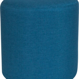 Wholesale Barrington Upholstered Round Ottoman Pouf in Blue Fabric