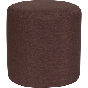 Wholesale Barrington Upholstered Round Ottoman Pouf in Brown Fabric
