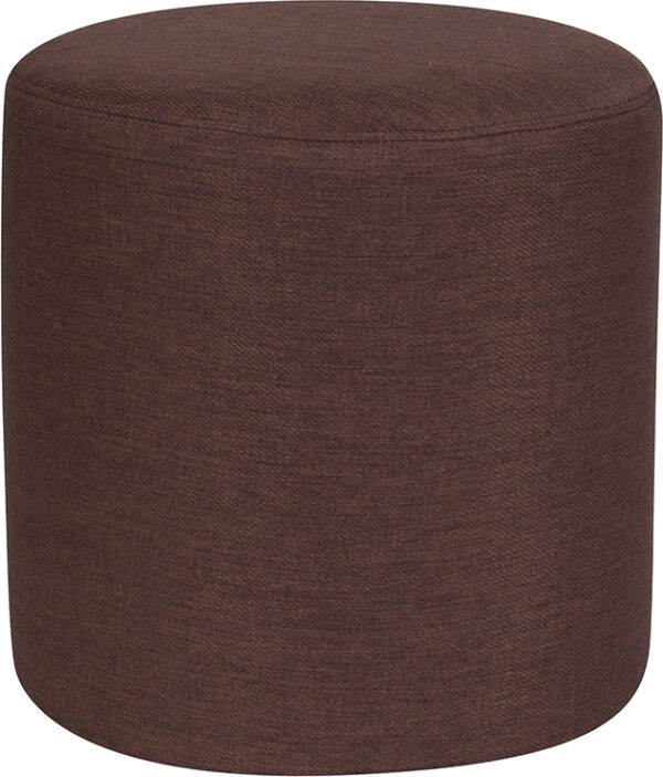 Wholesale Barrington Upholstered Round Ottoman Pouf in Brown Fabric