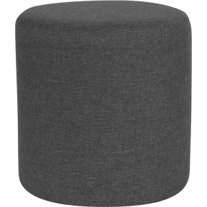 Wholesale Barrington Upholstered Round Ottoman Pouf in Dark Gray Fabric