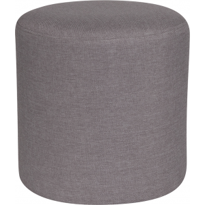 Wholesale Barrington Upholstered Round Ottoman Pouf in Light Gray Fabric