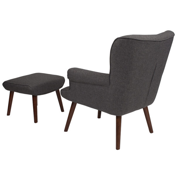 Mid-Century Style Dk Gray Fabric Wing Chair/OTT
