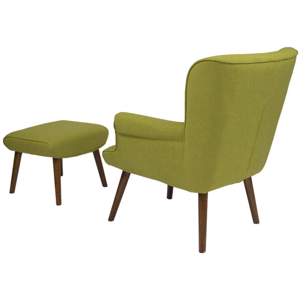 Mid-Century Style Green Fabric Wing Chair/OTT