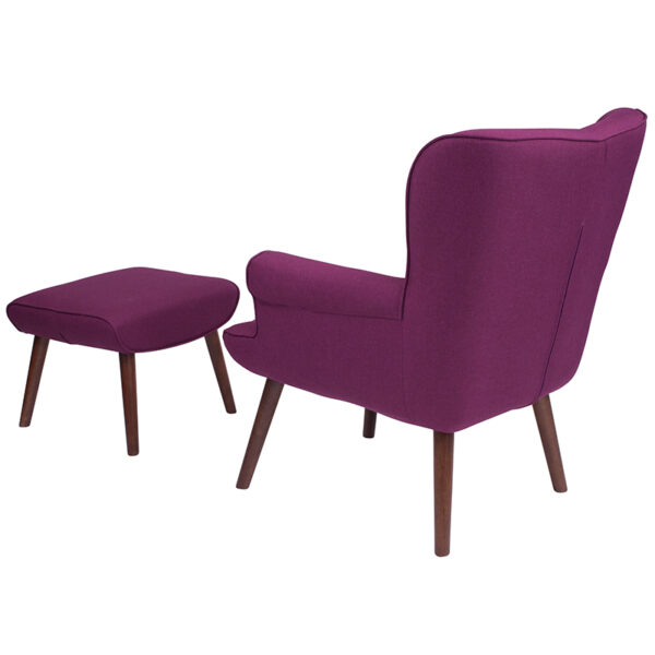 Mid-Century Style Purple Fabric Wing Chair/OTT
