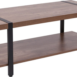 Wholesale Beacon Hill Rustic Wood Grain Finish Coffee Table with Black Metal Legs
