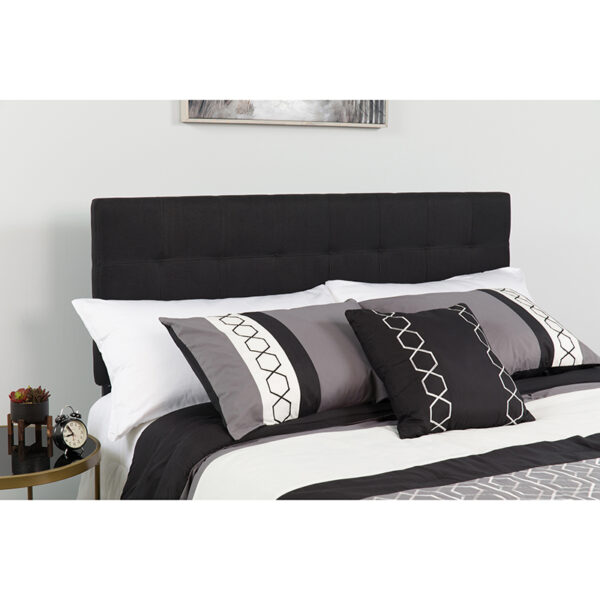 Wholesale Bedford Tufted Upholstered King Size Headboard in Black Fabric