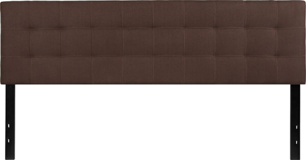 Lowest Price Bedford Tufted Upholstered King Size Headboard in Dark Brown Fabric