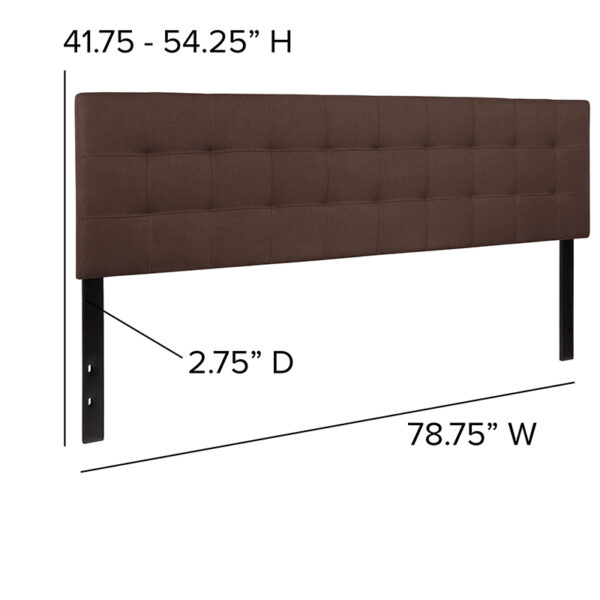 Contemporary Style King Headboard-Brown Fabric