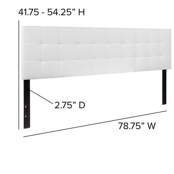 Contemporary Style King Headboard-White Fabric