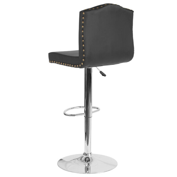 Contemporary Style Stool Black Leather Barstool