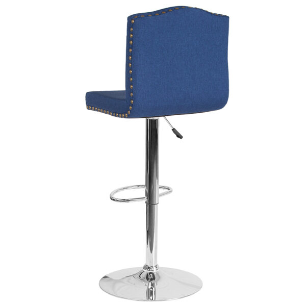 Contemporary Style Stool Blue Fabric Barstool
