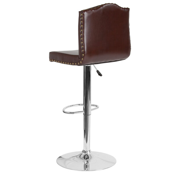 Contemporary Style Stool Brown Leather Barstool