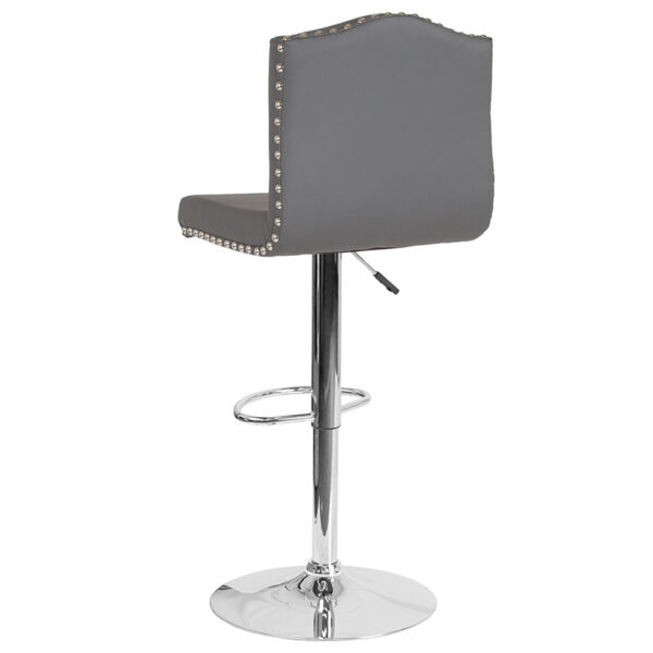 Contemporary Style Stool Gray Leather Barstool