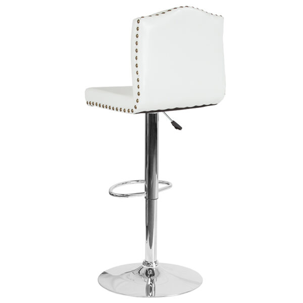Contemporary Style Stool White Leather Barstool