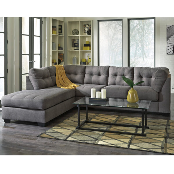 Contemporary Style Charcoal Microfiber L-Section