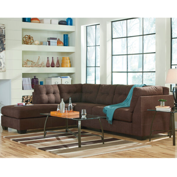 Contemporary Style Walnut Microfiber L-Sectional