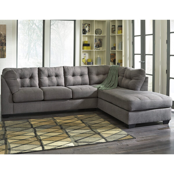 Wholesale Benchcraft Maier Sectional with Right Side Facing Chaise in Charcoal Microfiber
