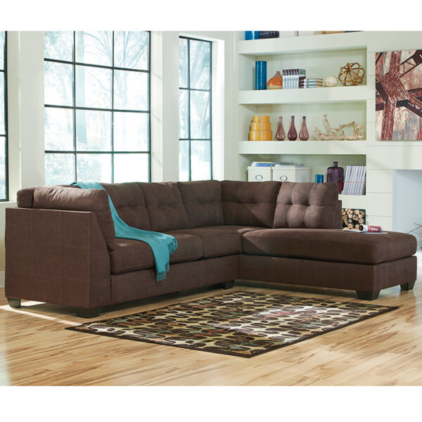 Wholesale Benchcraft Maier Sectional with Right Side Facing Chaise in Walnut Microfiber