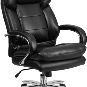 Wholesale Big & Tall Office Chair | Black Leather Swivel Executive Desk Chair with Wheels
